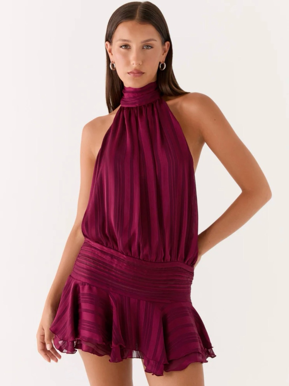 PEPPERMAYO Willow Chiffon Mini Dress - Plum